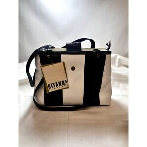 Gitano Purse Handbag Tote Black White‎ Original Tags Prime Condition 9x12"1980's
